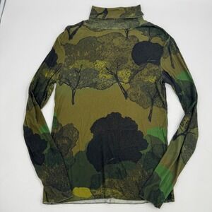 Soeur Harper Green Forest Trees Print Turtleneck Long Sleeve Top Size 42
